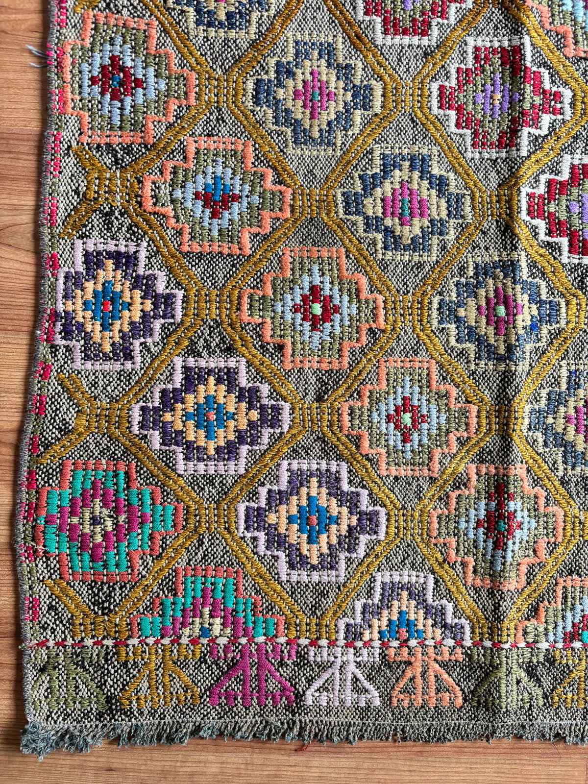 Vintage Kepsut Cicim Kilim, Multicolour, 183 × 238 cm – detail view 5