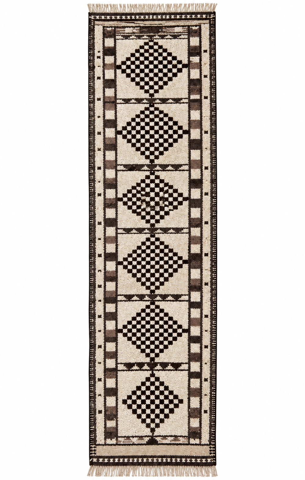 Kurdish Tribal Runner Rug – Ivory · 83 × 340 cm