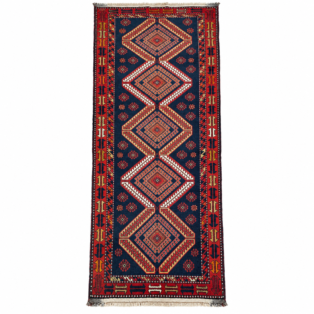 Malatya Runner Rug – Indigo · 116 × 356 cm