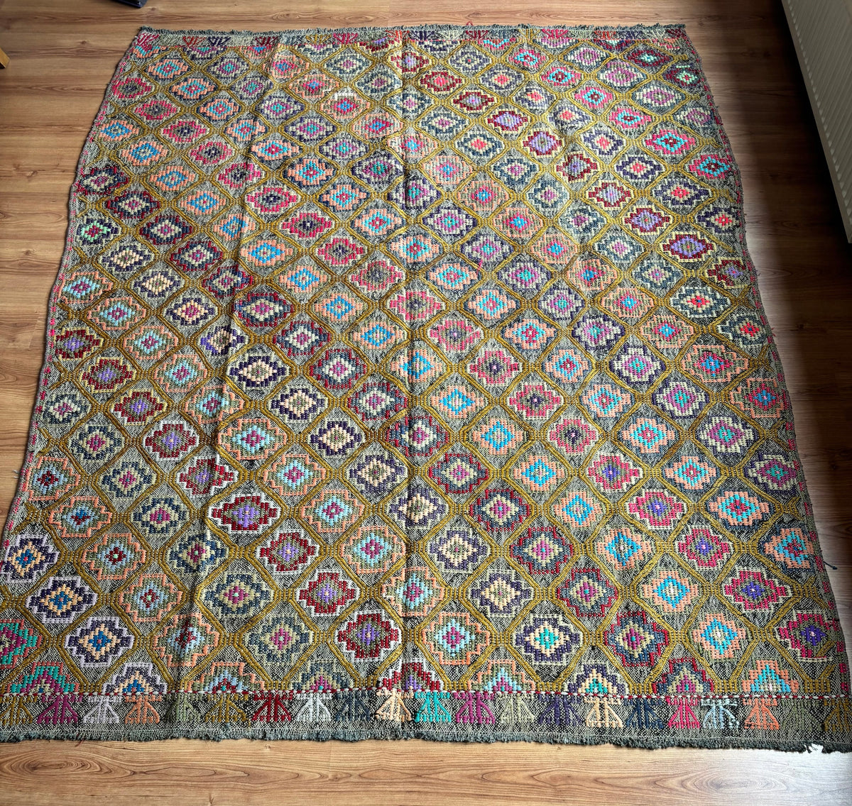 Vintage Kepsut Cicim Kilim, Multicolour, 183 × 238 cm – detail view 2