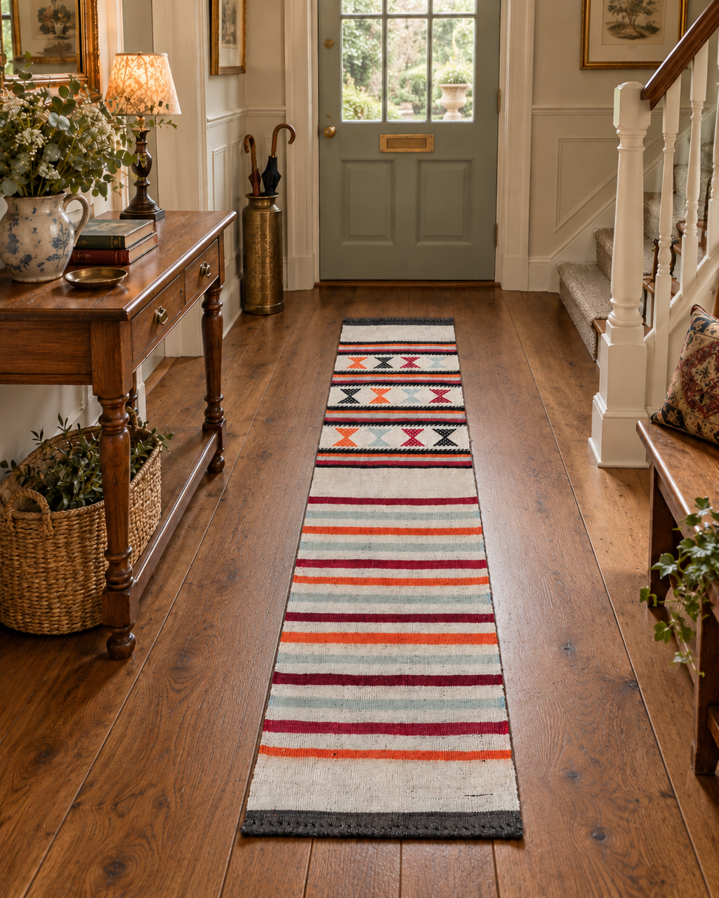 Nevşehir Turkish Kilim Runner – Ivory · 65 × 234 cm