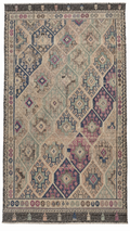 Vintage Kepsut cicim kilim in faded sage and lilac, 185 × 328 cm