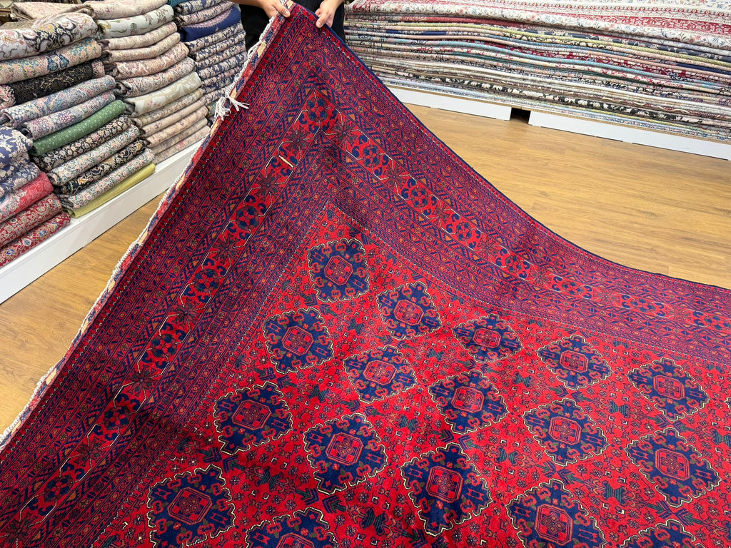 Afghan Beljick Wool Rug – Handmade Red Tribal Rug – 300x400 cm – Traditional Afghan Carpet – Large Oriental Rug