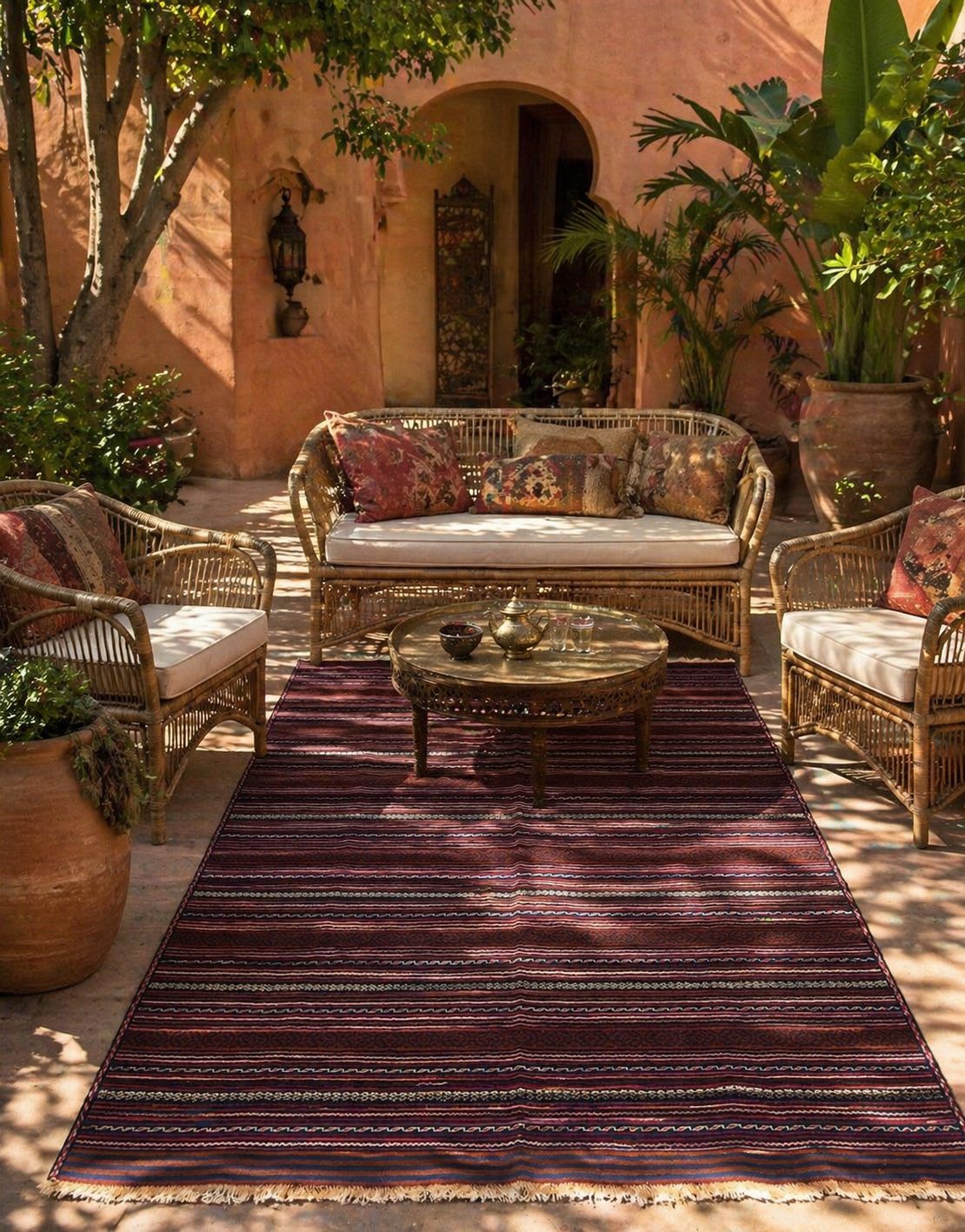 Handwoven Afghan Kilim 148x189 cm – Wool Flatweave Rug – Bold Tribal Bohemian Carpet