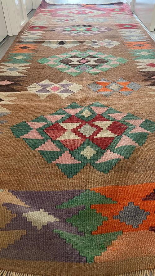 Anatolian Kilim Runner, Brown, 97 × 280 cm – detail view 1