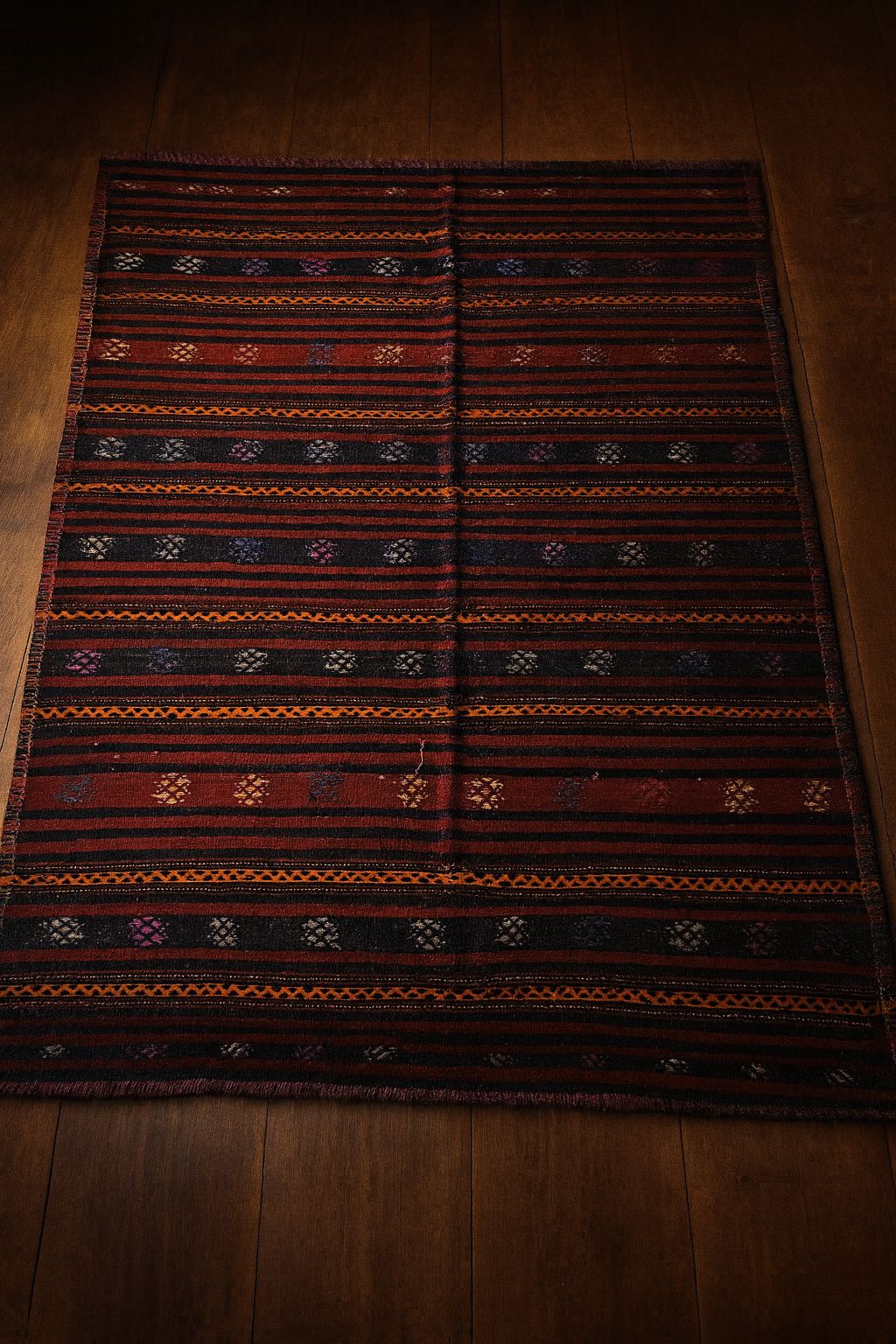Handwoven Double-Sided Turkish Kilim Rug – 205×150 cm | Wool Flatweave