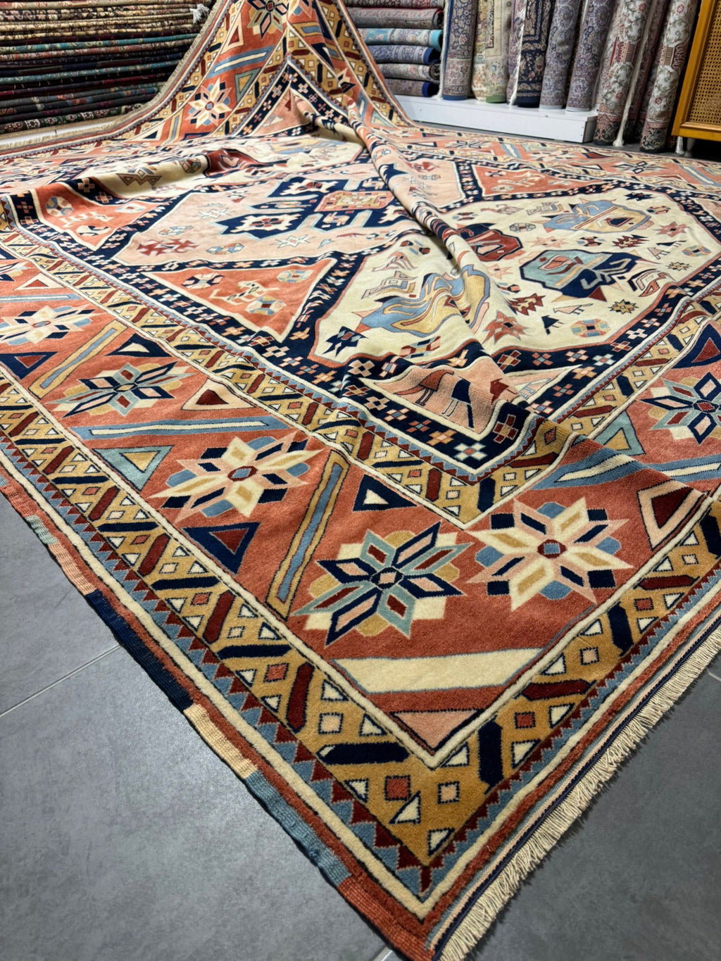 Premium Anatolian Kars Kazak Handwoven Rug – 330×440 cm | Large Wool Tribal Carpet