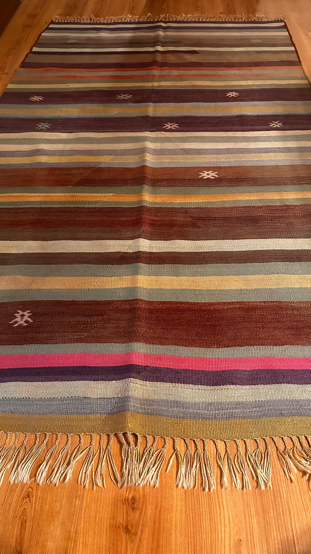 Handwoven Turkish Vintage Kilim Rug – 130×225 cm | Wool Flatweave