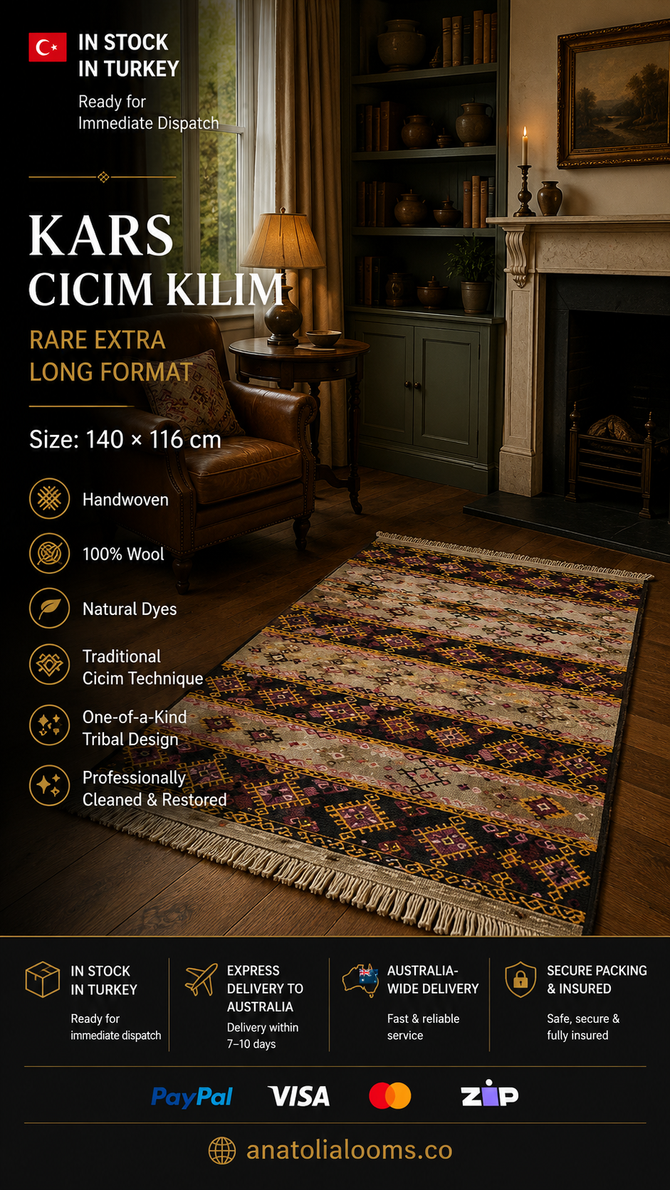 140 × 116 cm | Handmade Kars Cicim Wool Kilim