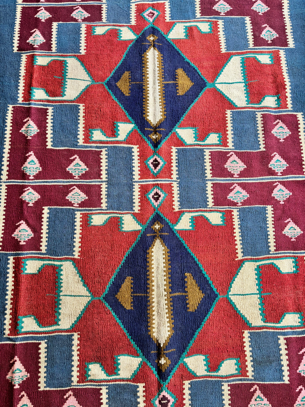 Vintage Persian Ardabil Kilim, Blue & Red, 210 × 310 cm – detail view 3