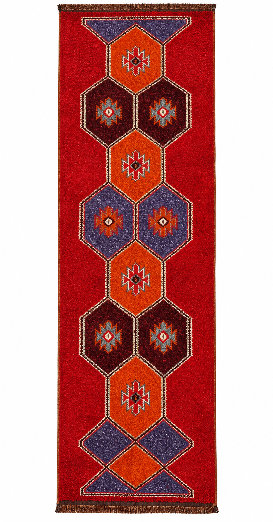 Herki Tribal Runner Rug – Red · 97 × 350 cm