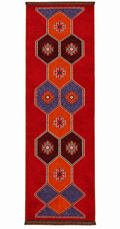 Herki Tribal Runner Rug – Red · 97 × 350 cm