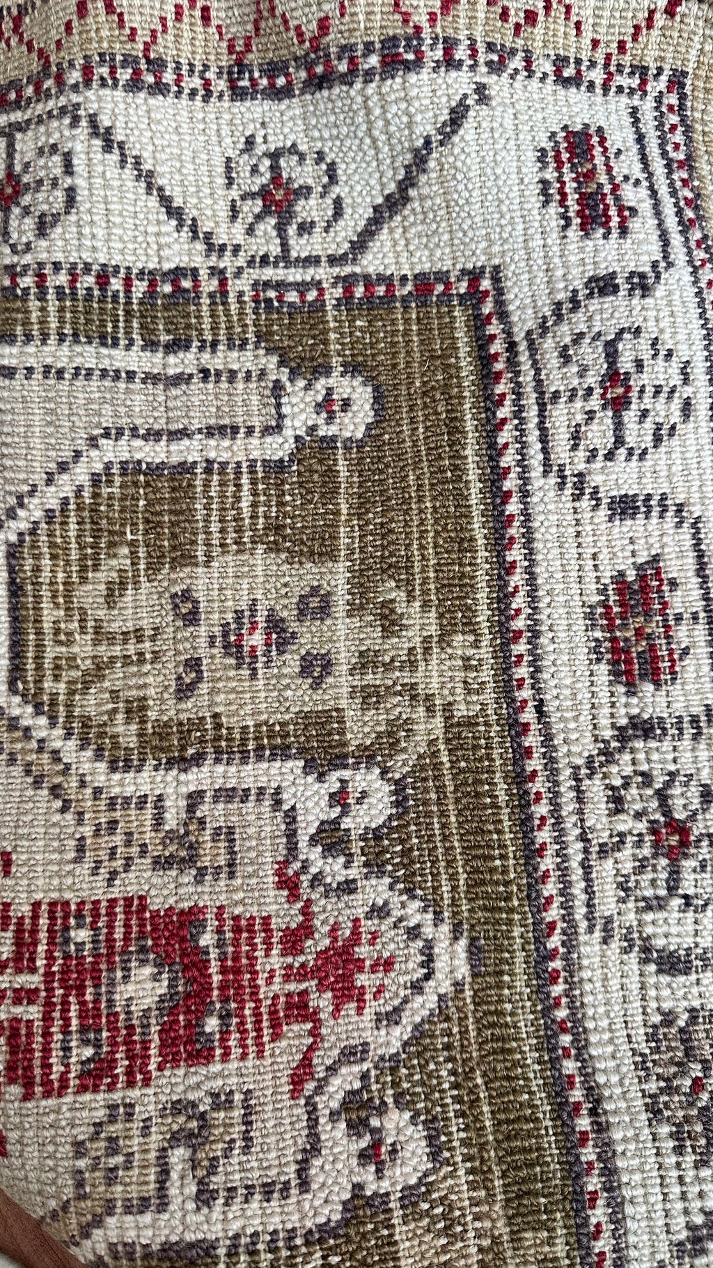 Turkish Antique Milas Wool Handwoven Rug – 130×240 cm |Red Tribal Motifs – One of a Kind