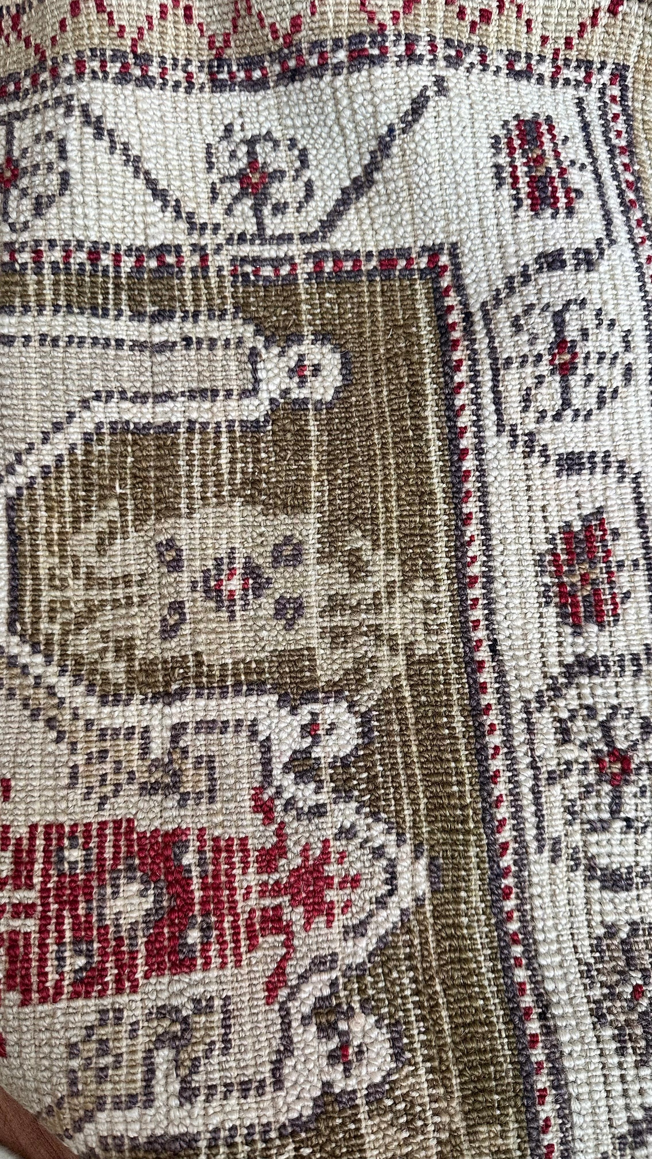 Turkish Antique Milas Wool Handwoven Rug – 130×240 cm |Red Tribal Motifs – One of a Kind