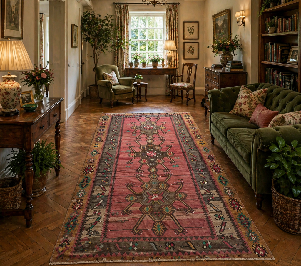 Vintage Kars Kilim – 153x338 cm – Handwoven Wool Runner – Tribal Anatolian Rug