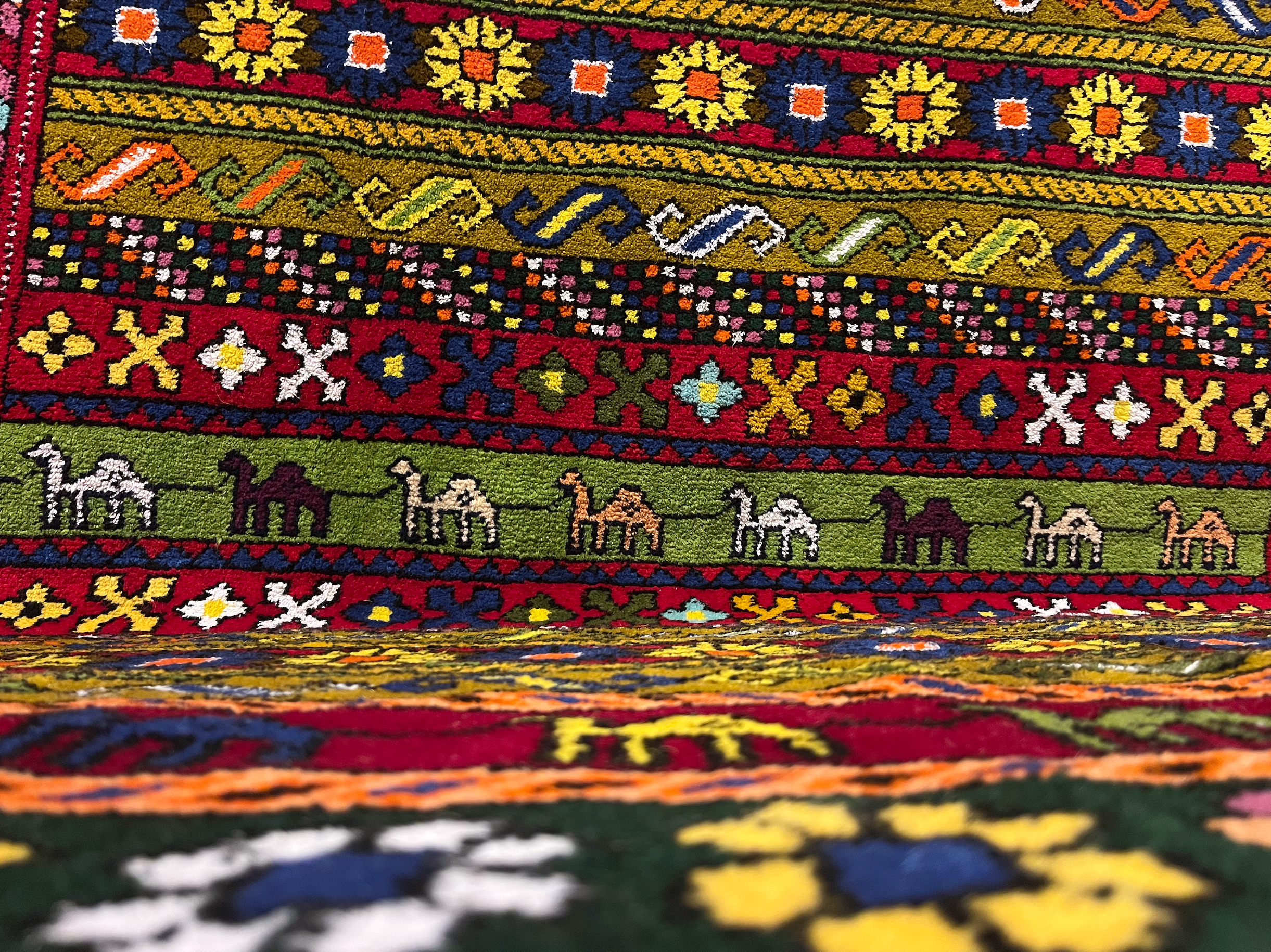 Azerbaijani Karabakh Rug – 130 × 190 cm | Handmade Wool | Camel & Floral Motifs