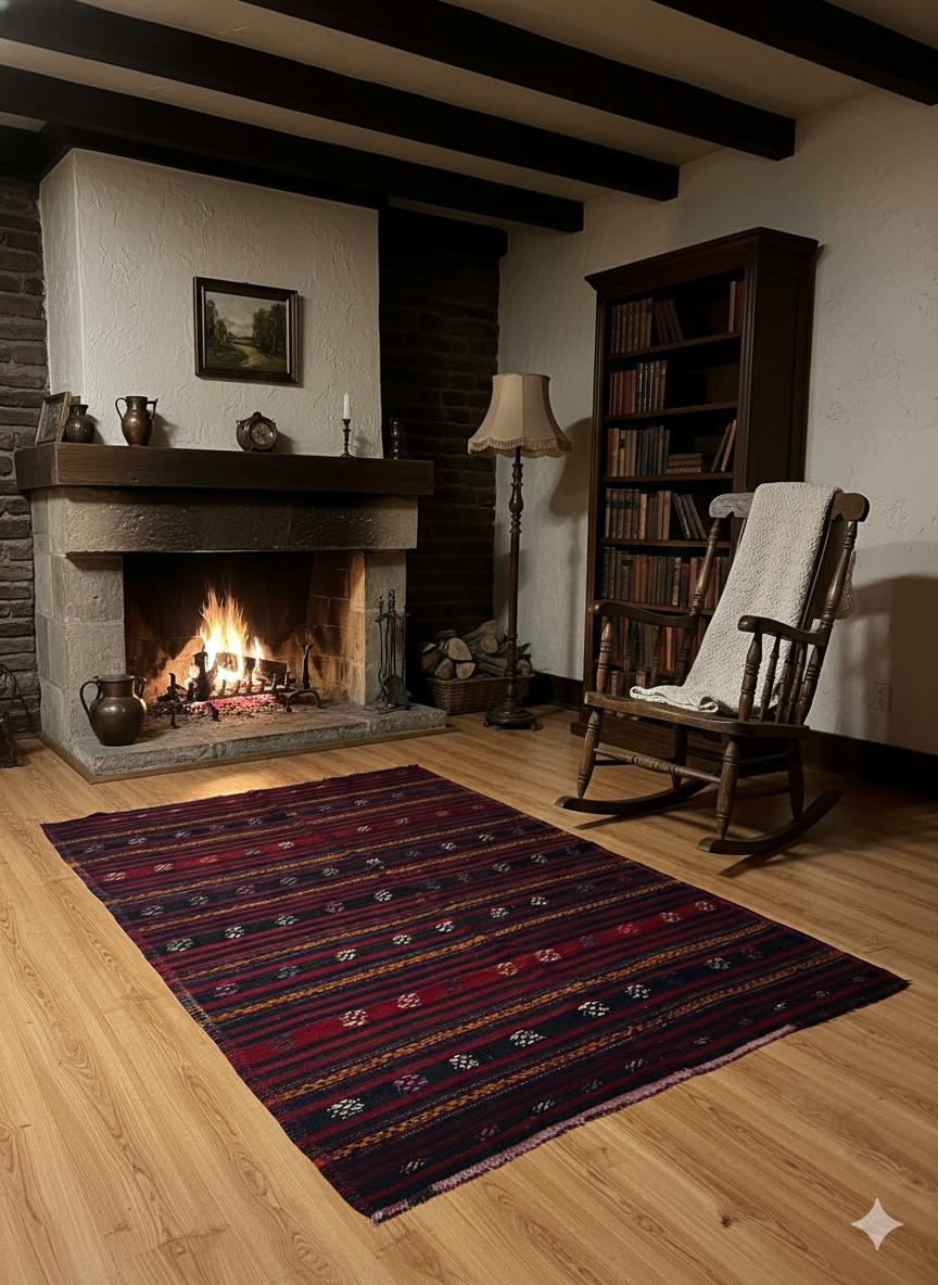 Handwoven Double-Sided Turkish Kilim Rug – 205×150 cm | Wool Flatweave