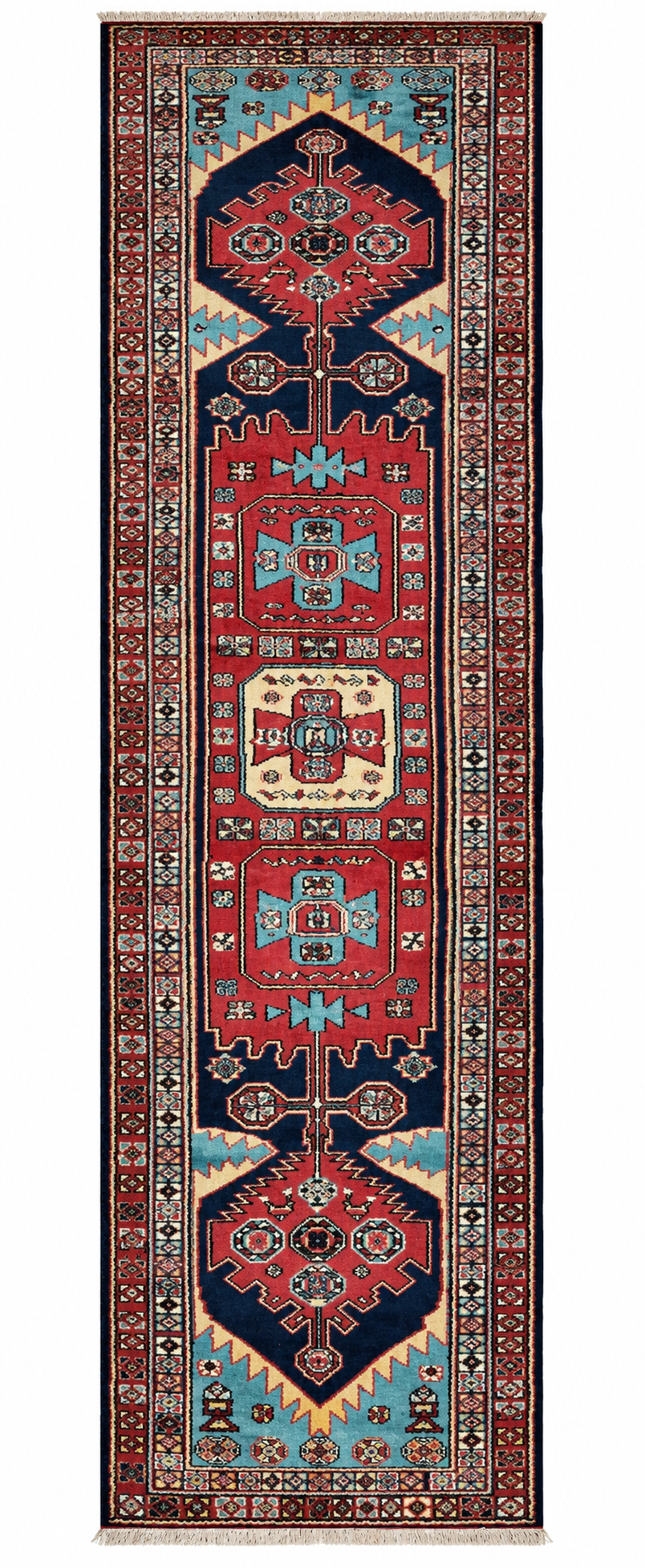 Manisa Kula Runner Rug – Blue · 97 × 378 cm