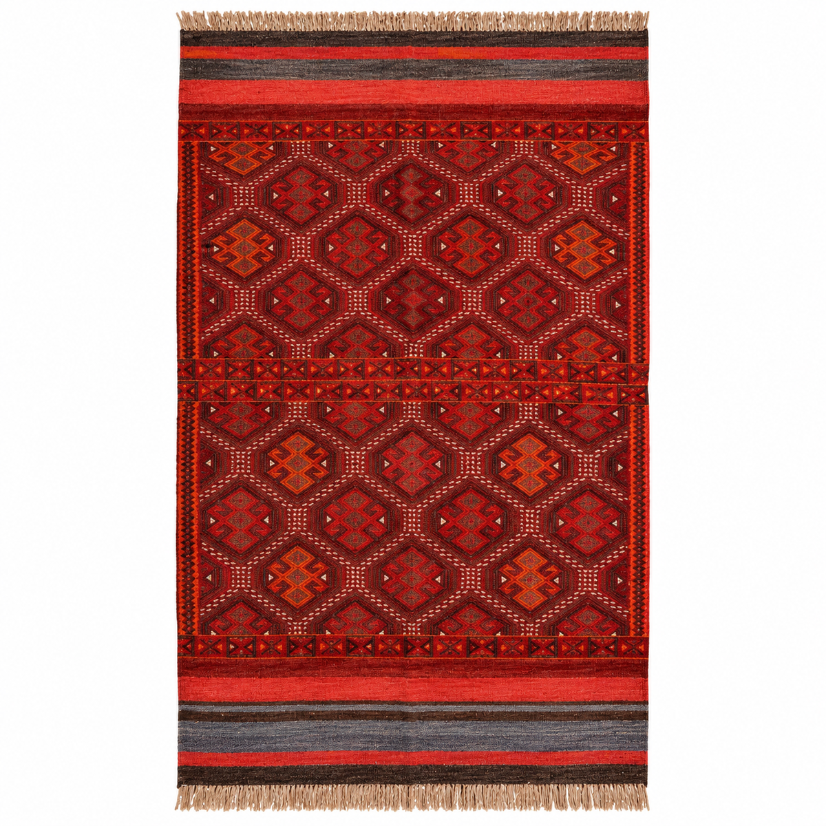 Persian Cicim Kilim – Burgundy · 128 × 220 cm