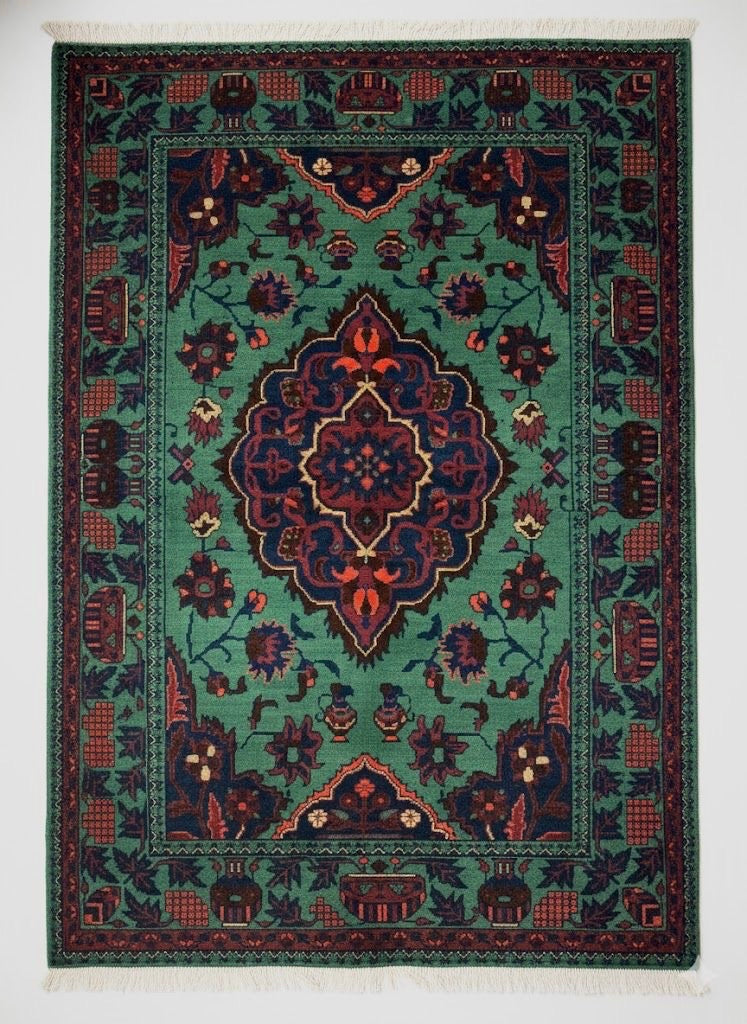 Afghan Sultani Medallion Rug – 100×150 cm | Handwoven Wool Tribal Carpet
