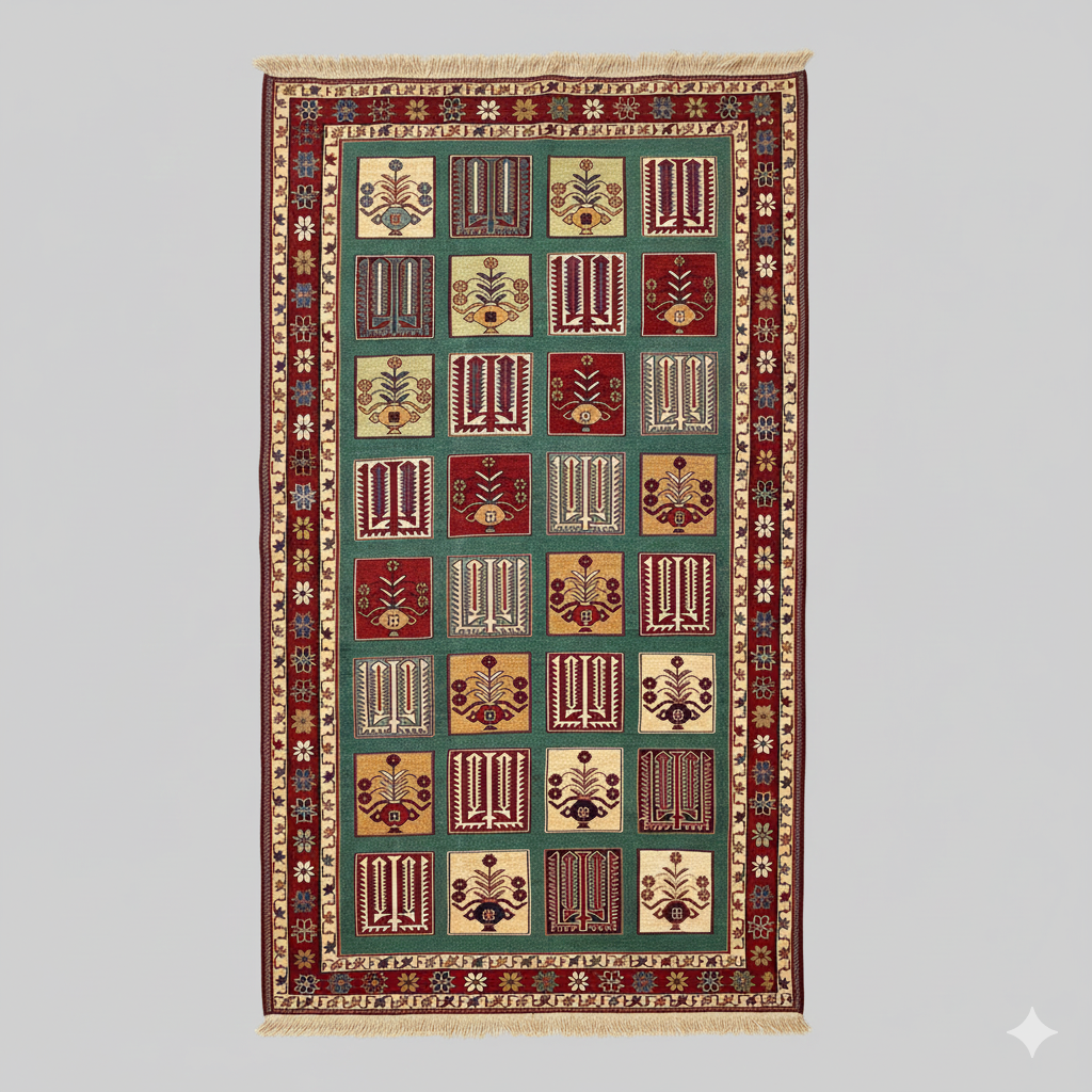 Handwoven Sumak Kilim Rug – 125×210 cm| Handwoven Wool Kilim