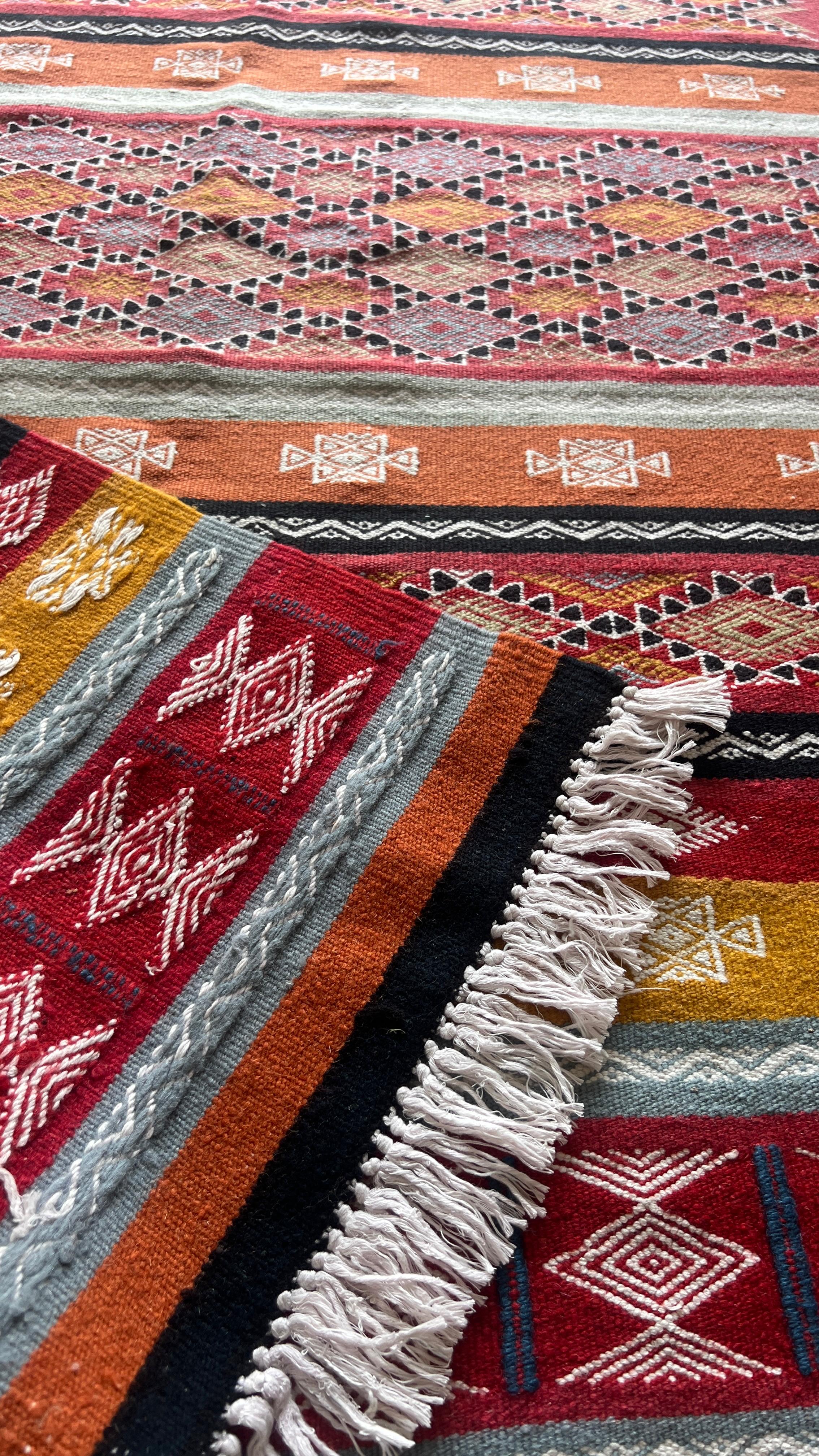 Moroccan Kilim Rug – 91x151 cm – Handmade Wool – Berber Tribal Style