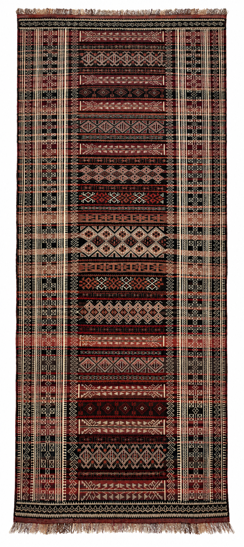 Afghan Baluch Runner Kilim – Burgundy · 120 × 275 cm