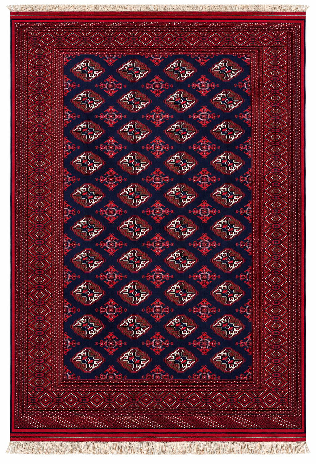 Afghan Turkmen Rug, Burgundy, 204 × 300 cm