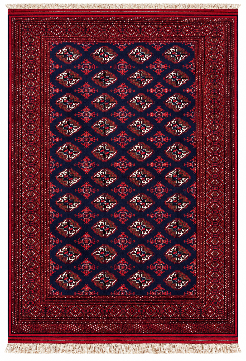 Afghan Turkmen Rug, Burgundy, 204 × 300 cm