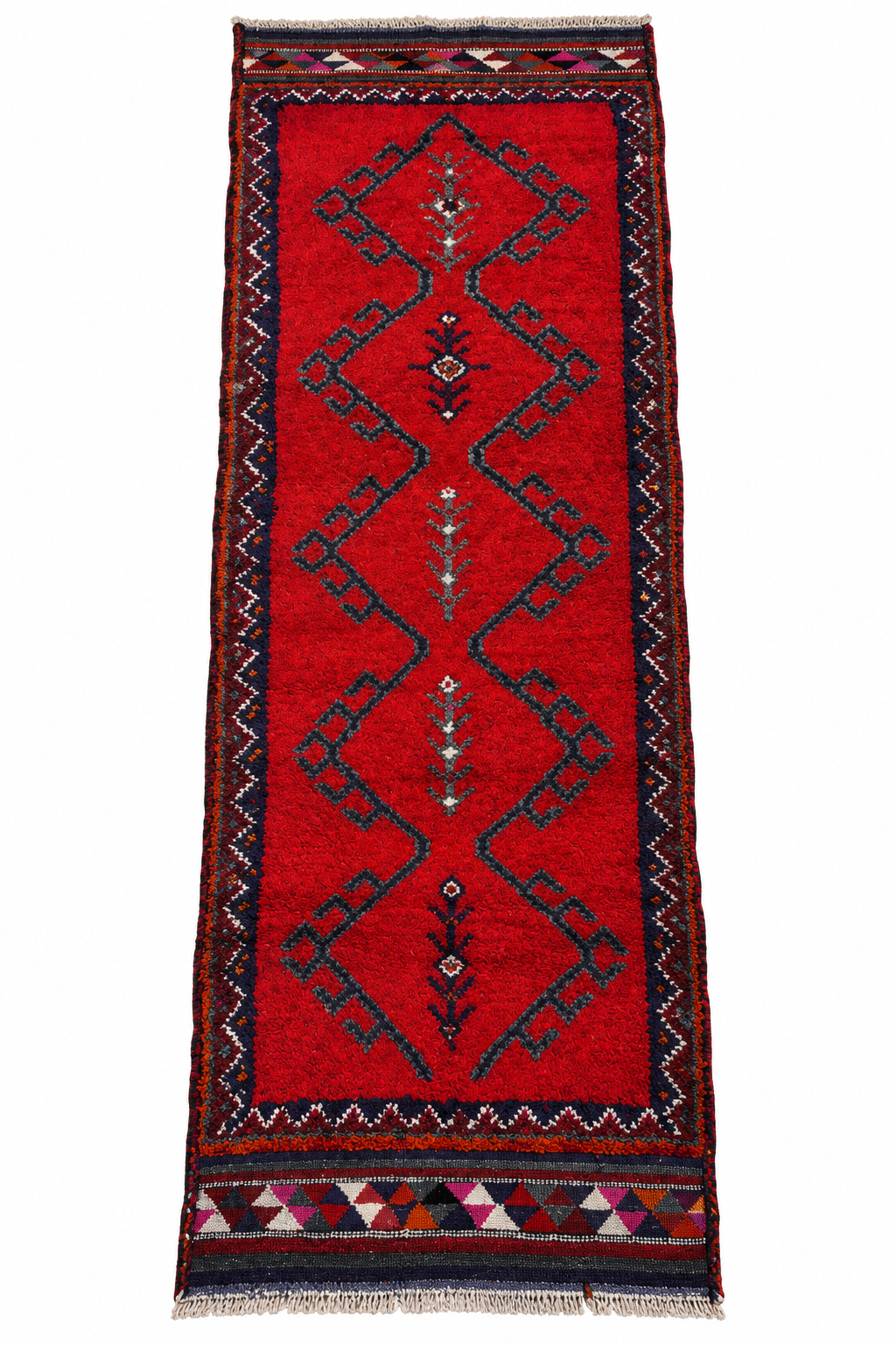 Vintage Herki Runner Rug – Red · 96 × 305 cm