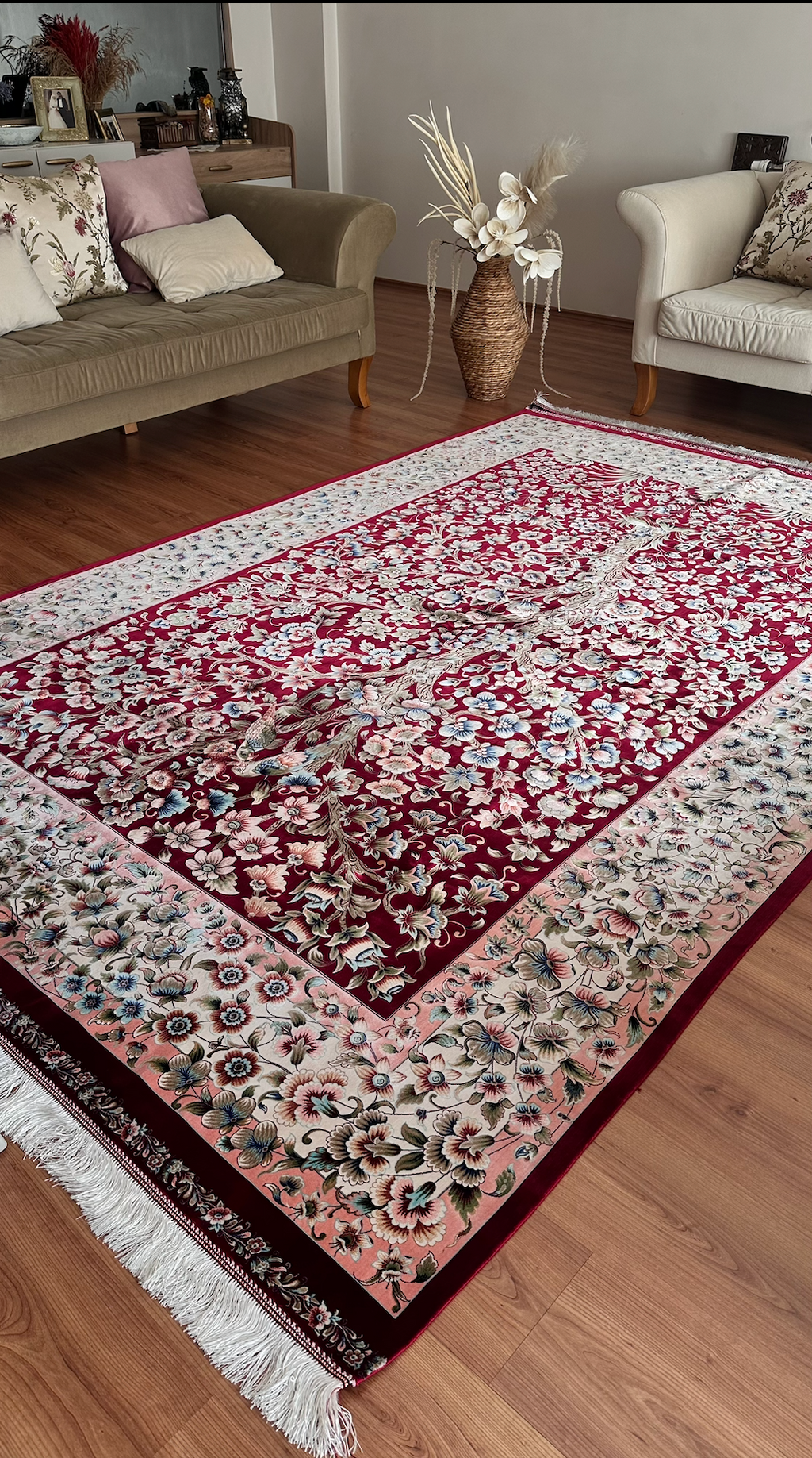 Exclusive Modal Silk Rug – 200 × 300 cm – 170 Reed Count – Luxury Persian Style Rug – Handmade Fringe