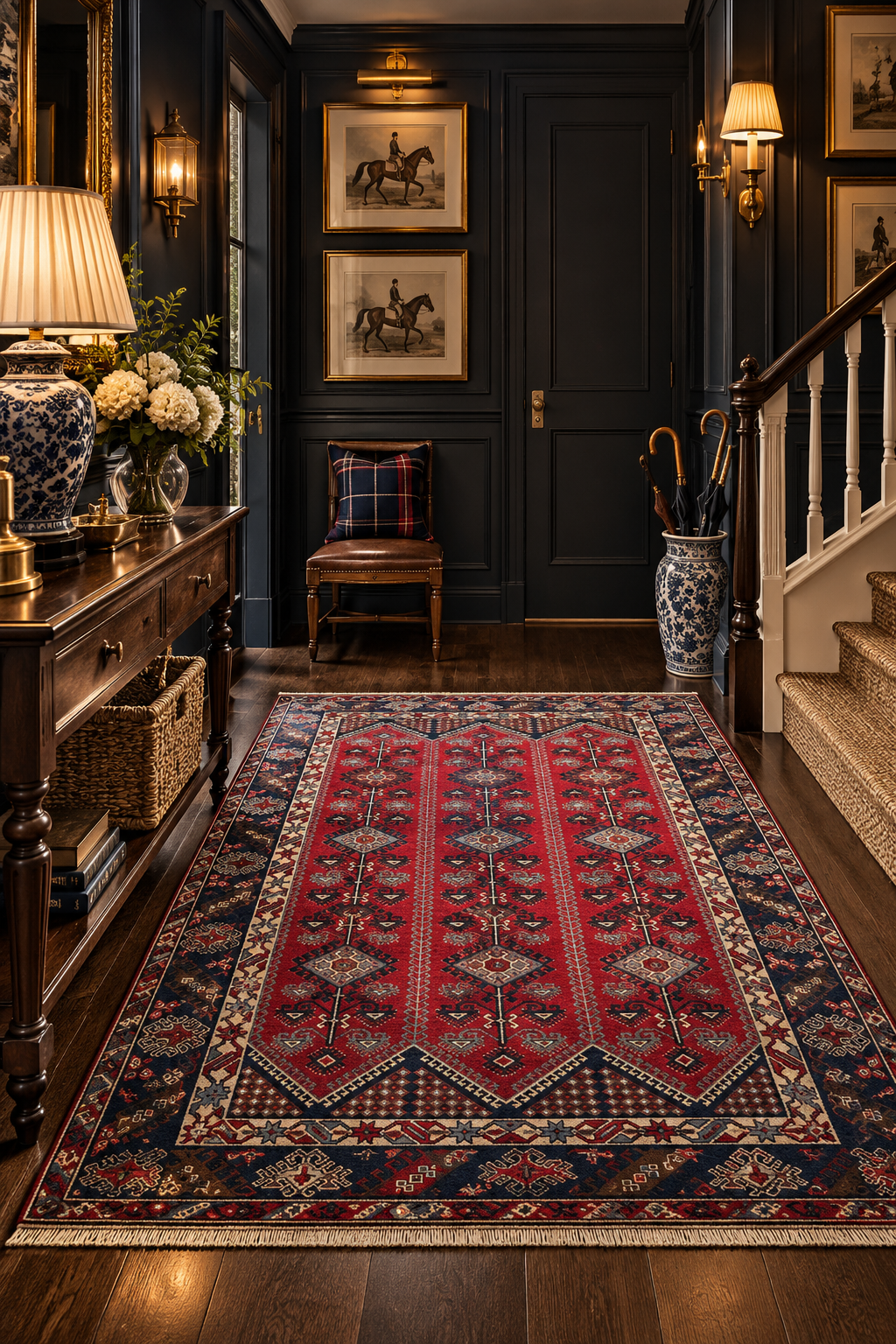 Turkish Döşemealtı Rug, Red Navy, 200 × 300 cm – detail view 1