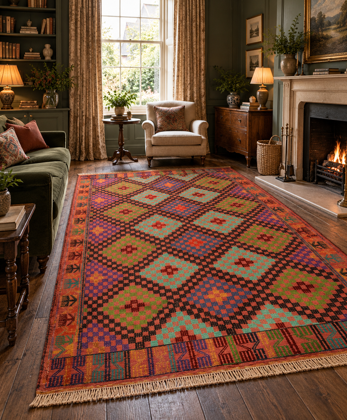 Vintage Adana Cicim Kilim, Pink, 187 × 305 cm – detail view 1