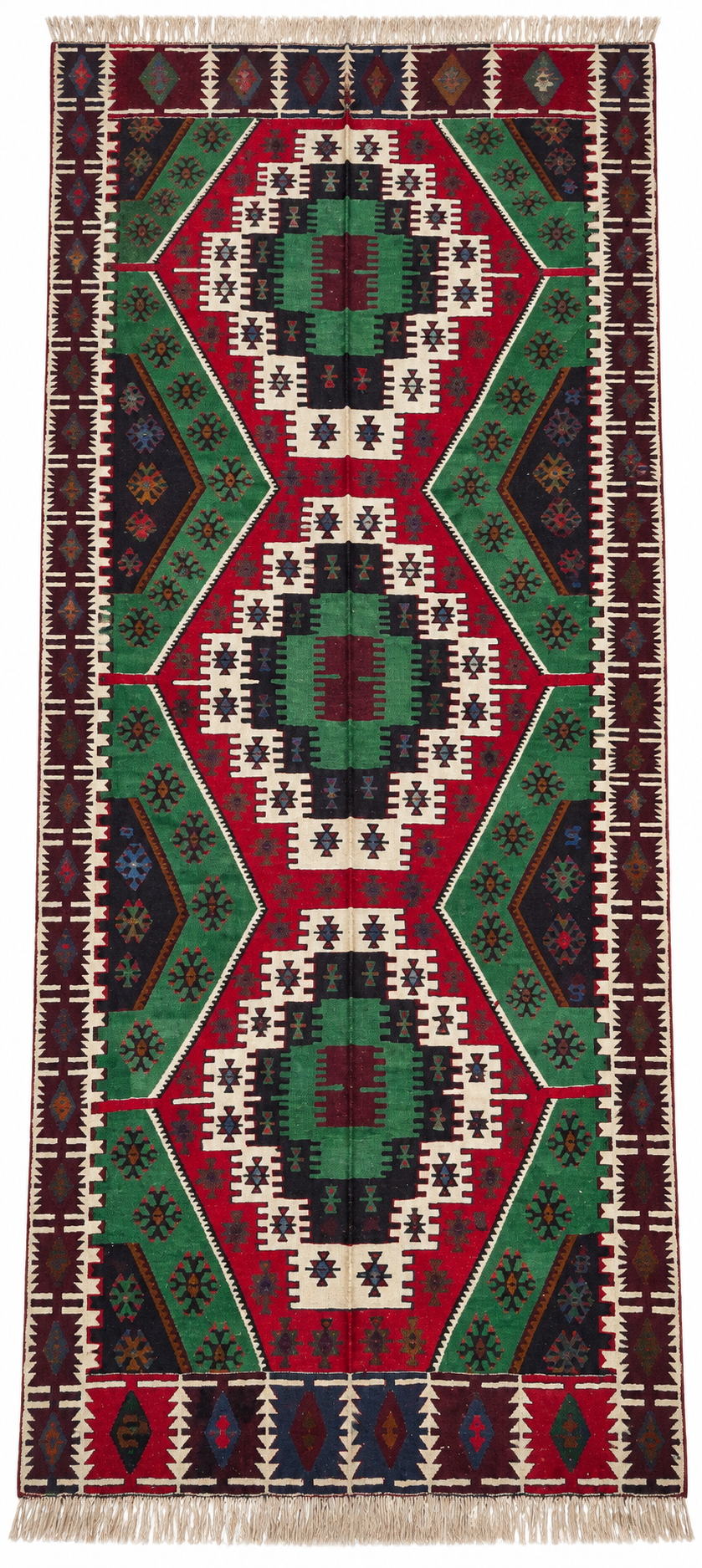 Anatolian Turkish Kilim – Green · 170 × 390 cm