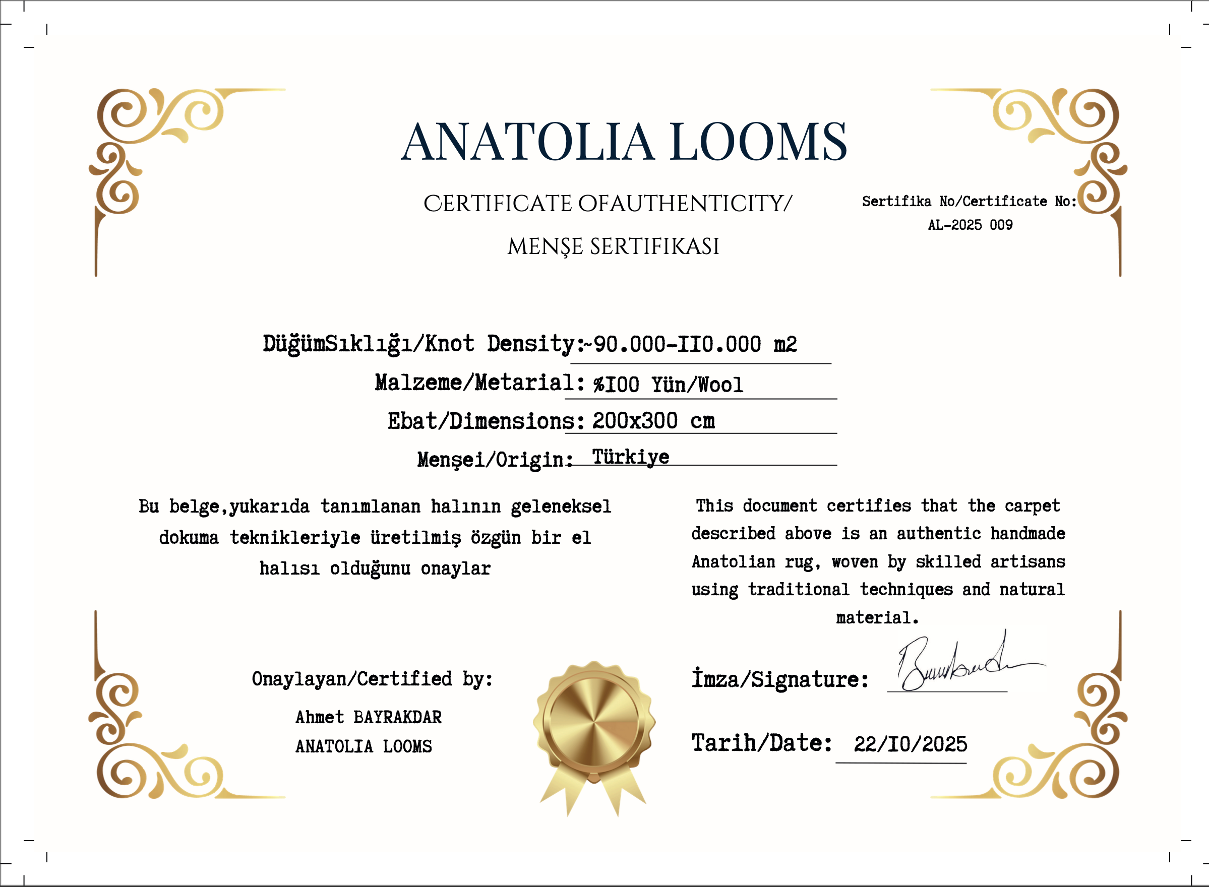 Turkish Yoruk Handwoven Rug – 200×300 cm | Anatolian Tribal Wool Carpet