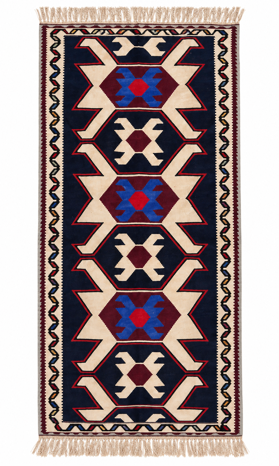 Turkish Çorum Kilim – Navy · 106 × 206 cm