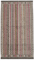Vintage Manisa Cicim Kilim, Zigzag Pink & Earth, 190 × 337 cm – detail view 4