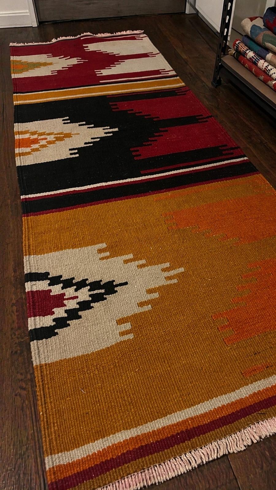 Handmade Kilim Runner – 68x185 cm – Wool Tribal Hallway Rug