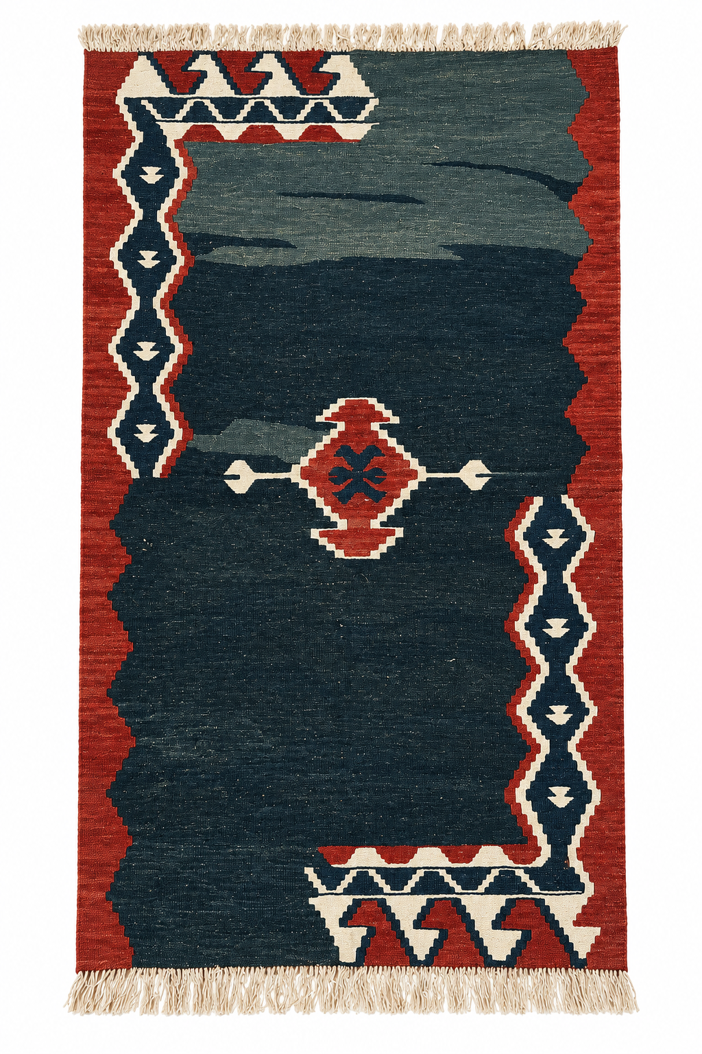 Uşak Kilim – Deep Blue · 88 × 157 cm