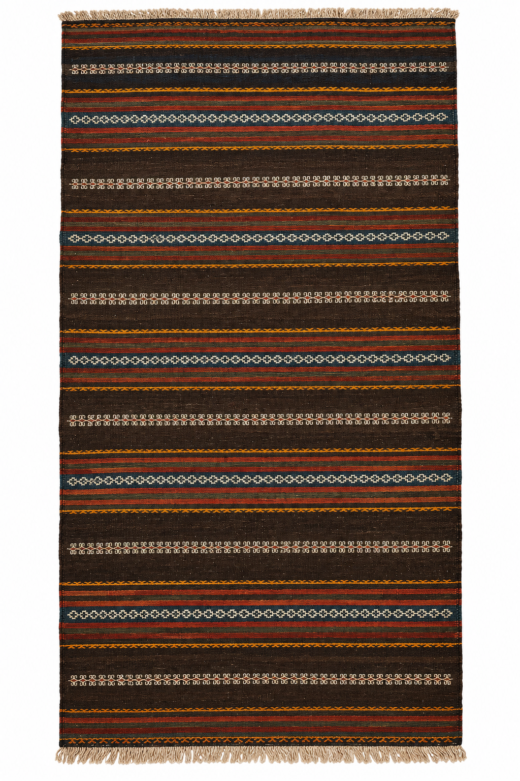 Afghan Baluch Kilim – Brown · 120 × 250 cm