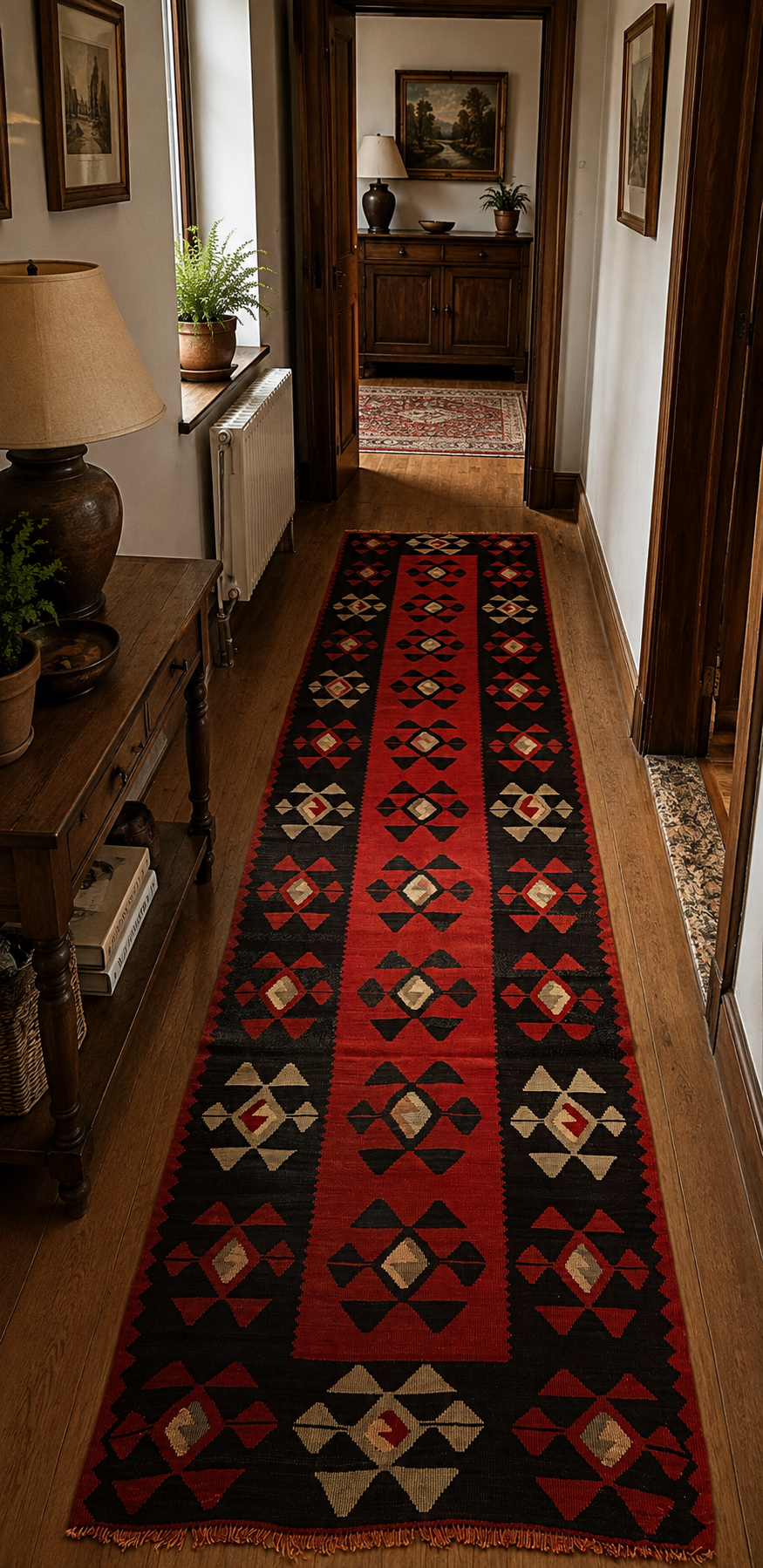 84 × 310 cm | Handmade Macedonian Manastir Wool Kilim Runner