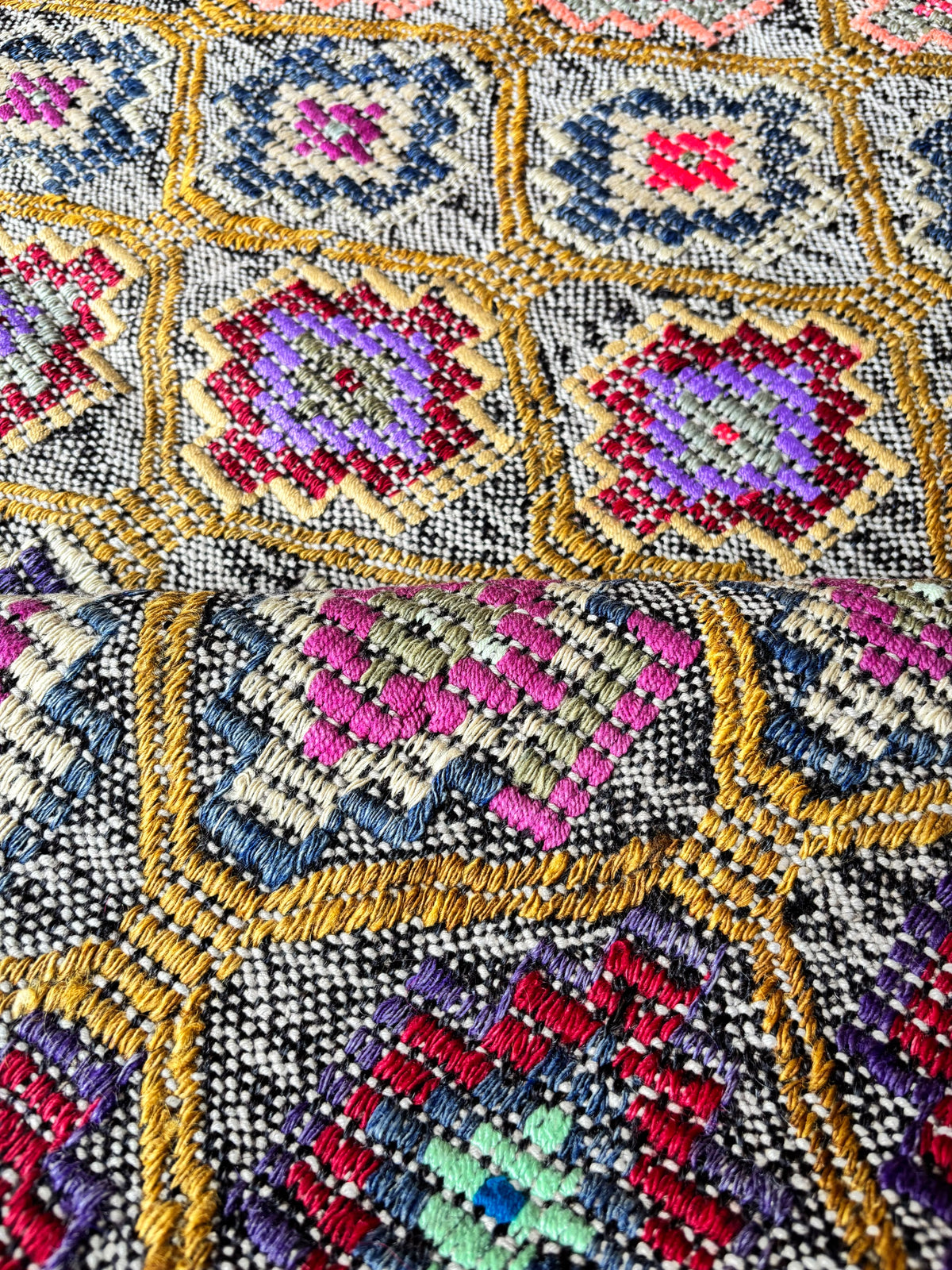 Vintage Kepsut Cicim Kilim, Multicolour, 183 × 238 cm – detail view 4