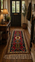 Handwoven Anatolian Kilim Runner – 100x195 cm – Wool Tribal Rug – Vintage Geometric Design