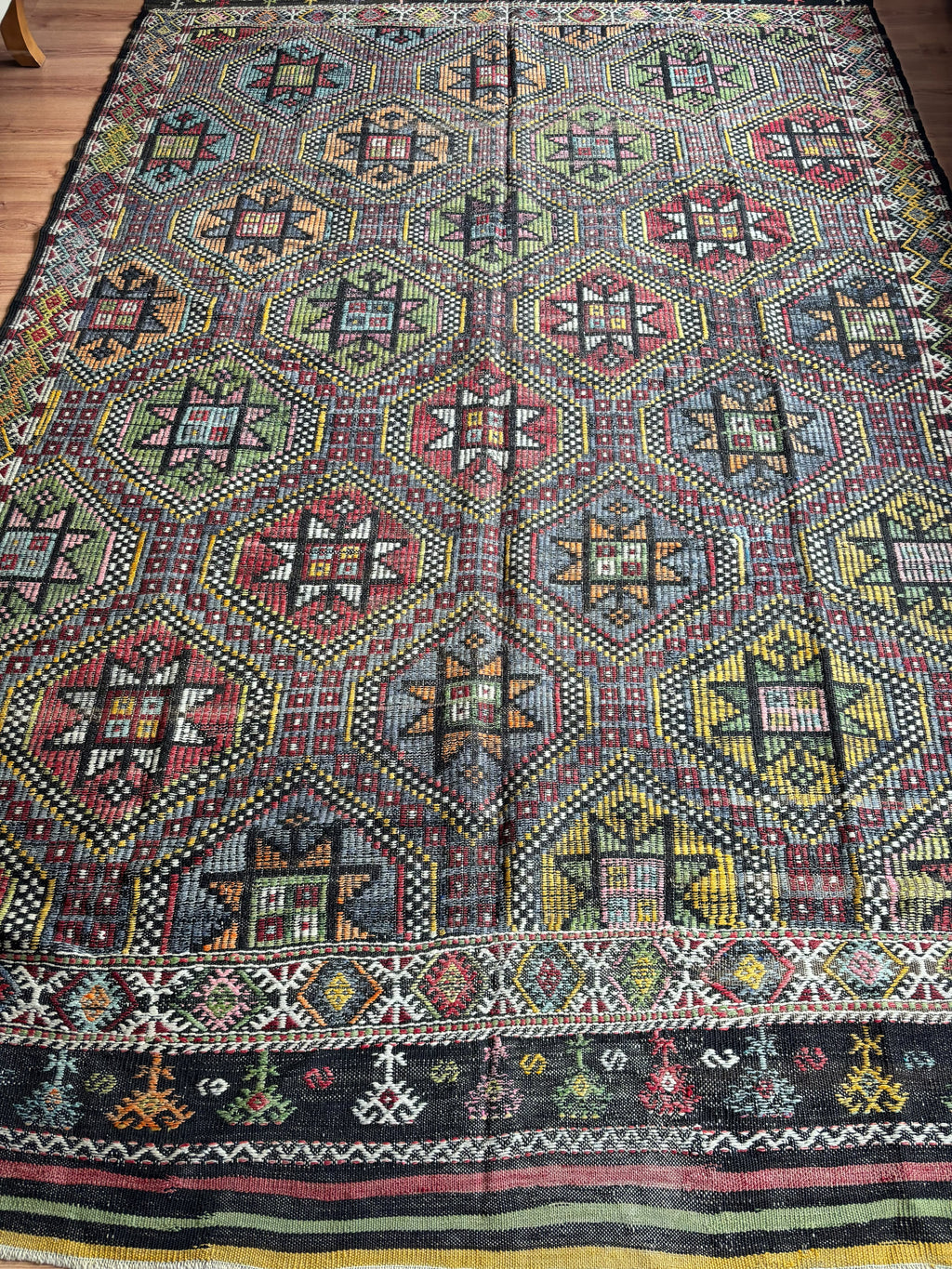 Vintage Balıkesir Cicim Kilim, Multicolour, 207 × 326 cm – detail view 4