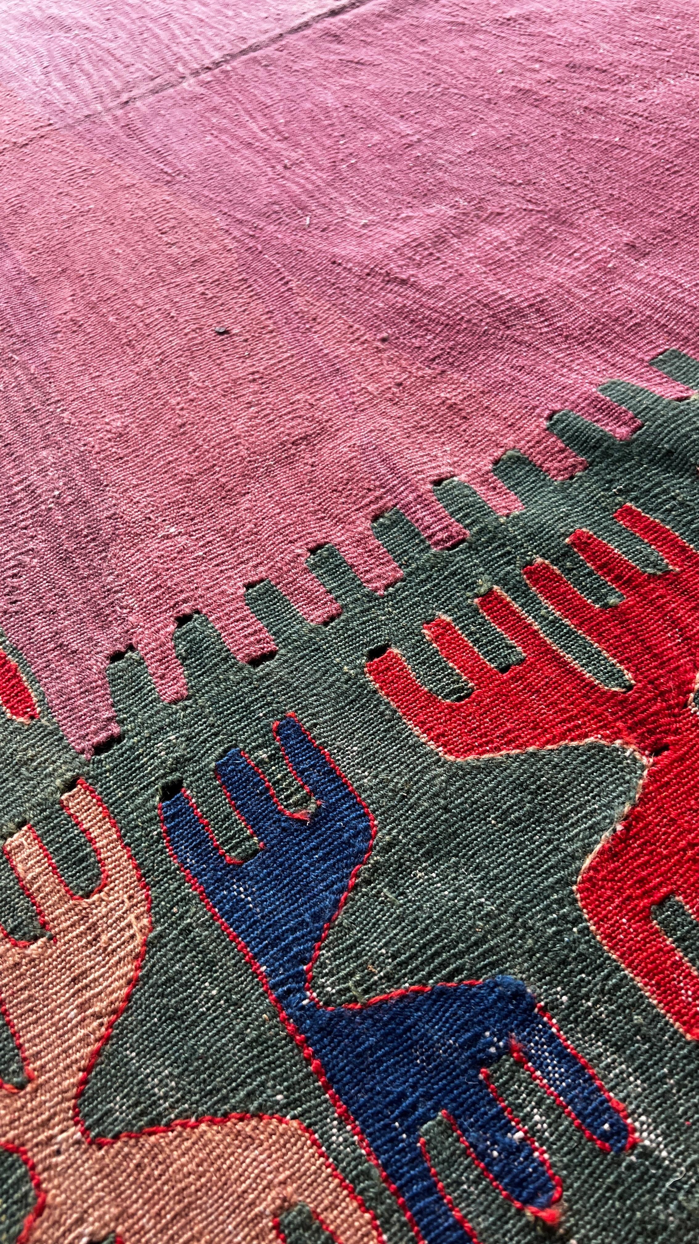 Handwoven Turkish Denizli Kilim – 166 × 206 cm – 100% Wool Vintage Style Kilim