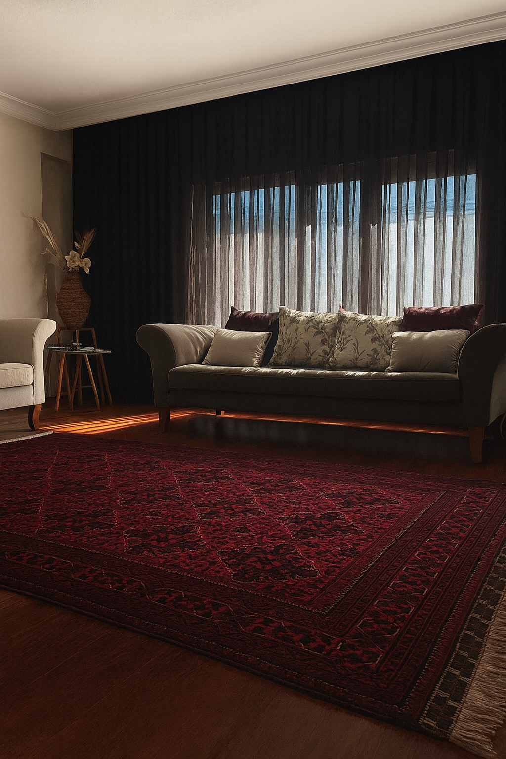 Afghan Rose Motif Rug – 200×300 cm | Handwoven Wool Tribal Carpet