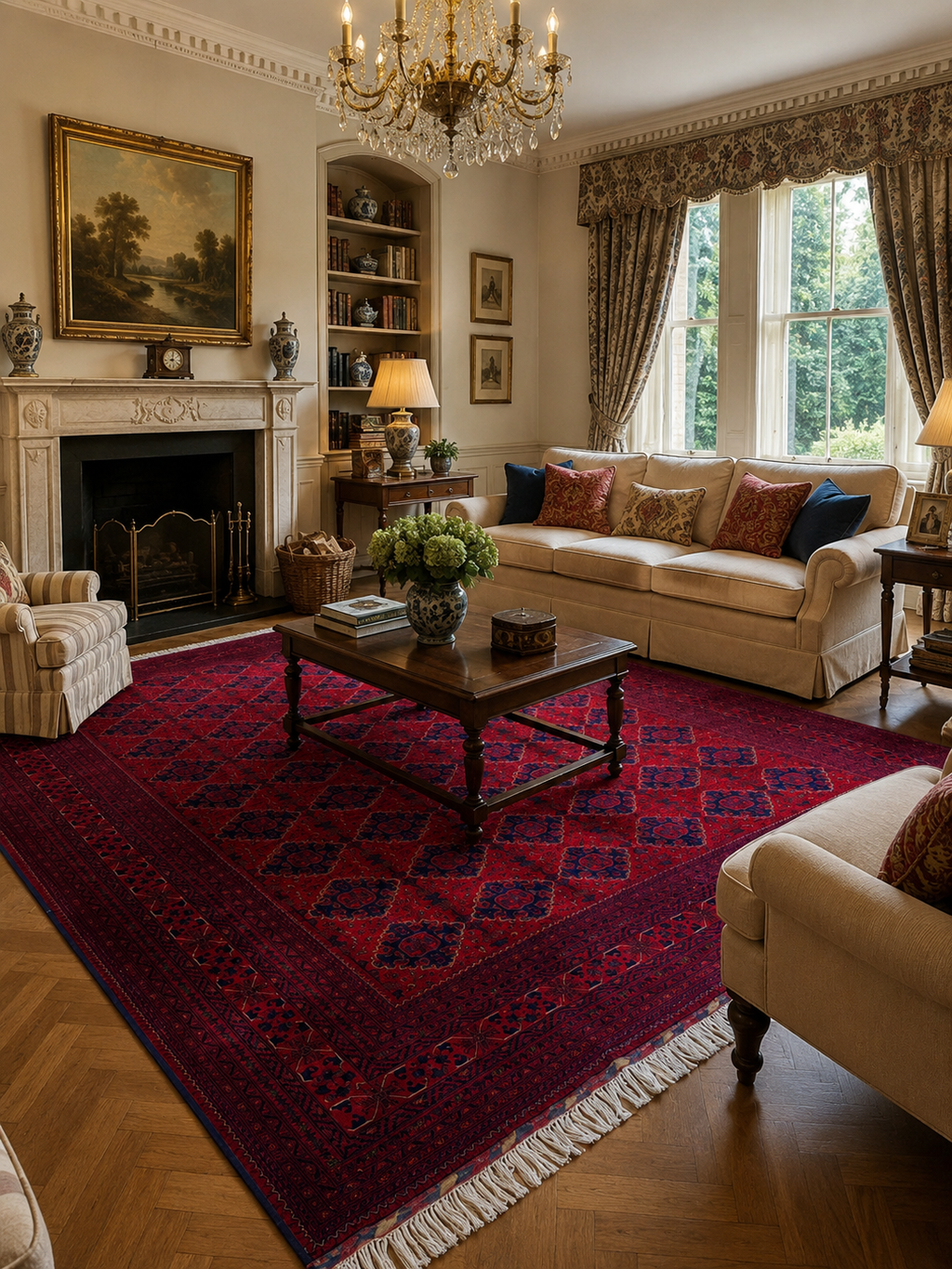 Afghan Beljick Wool Rug – Handmade Red Tribal Rug – 300x400 cm – Traditional Afghan Carpet – Large Oriental Rug