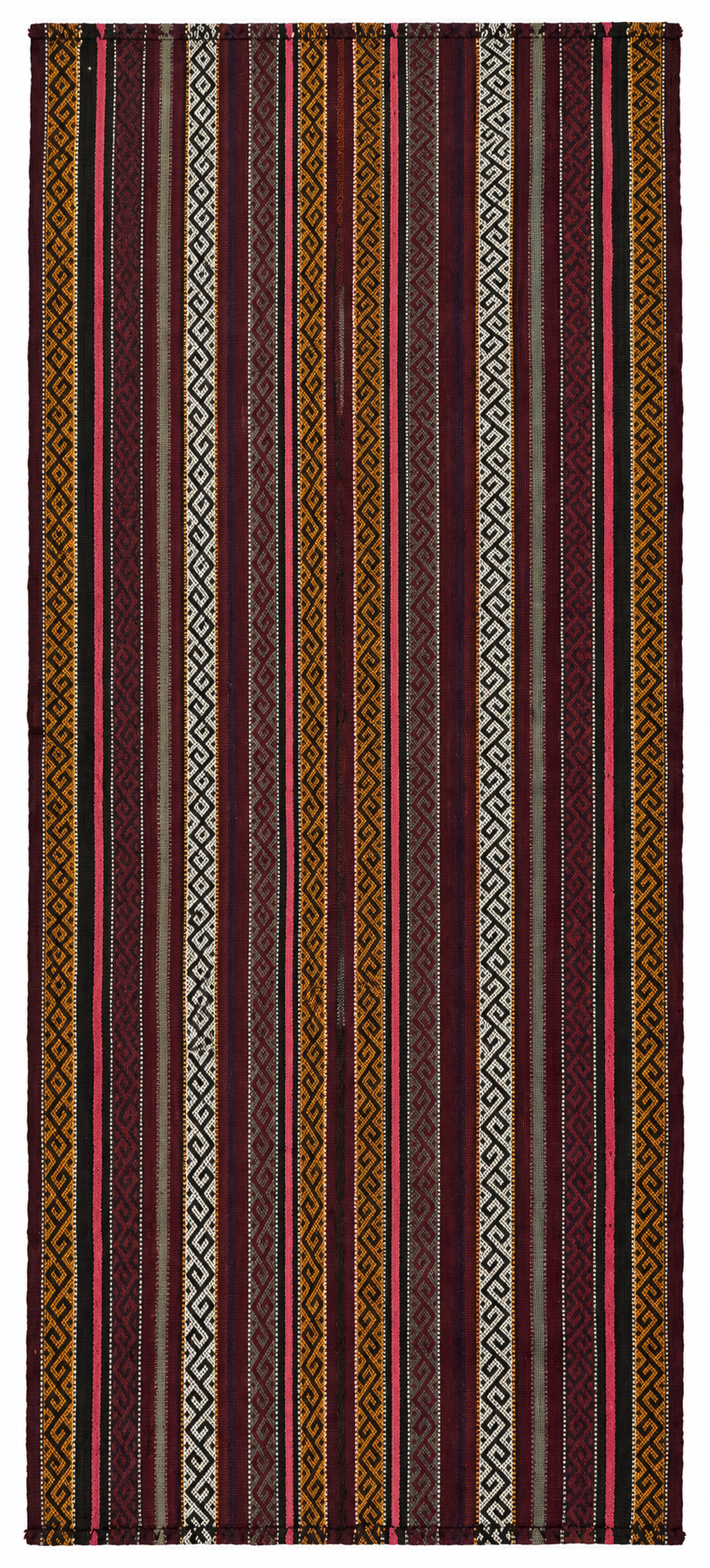 Burgundy Sivas cicim kilim runner, 103 × 227 cm