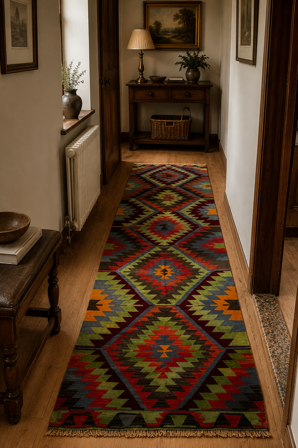 83 × 340 cm | Handmade Uşak Eşme Wool Kilim Runner