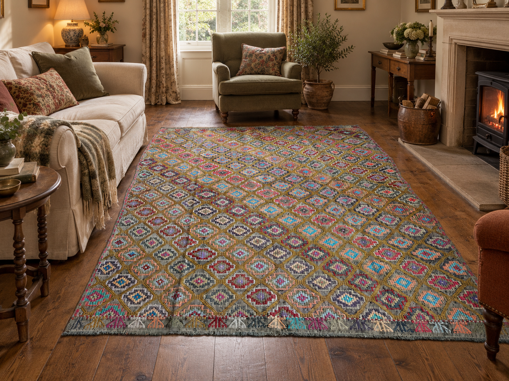 Vintage Kepsut Cicim Kilim, Multicolour, 183 × 238 cm – detail view 1